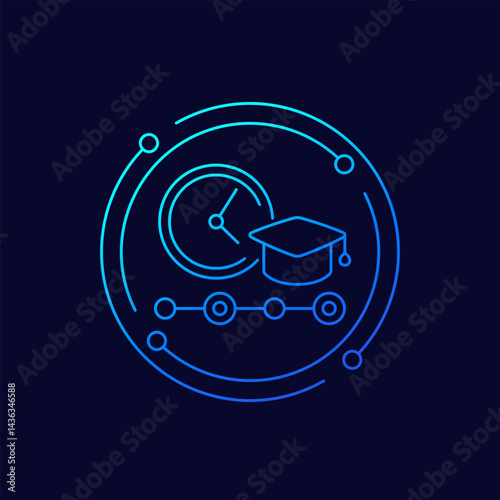 learning time icon, linear design