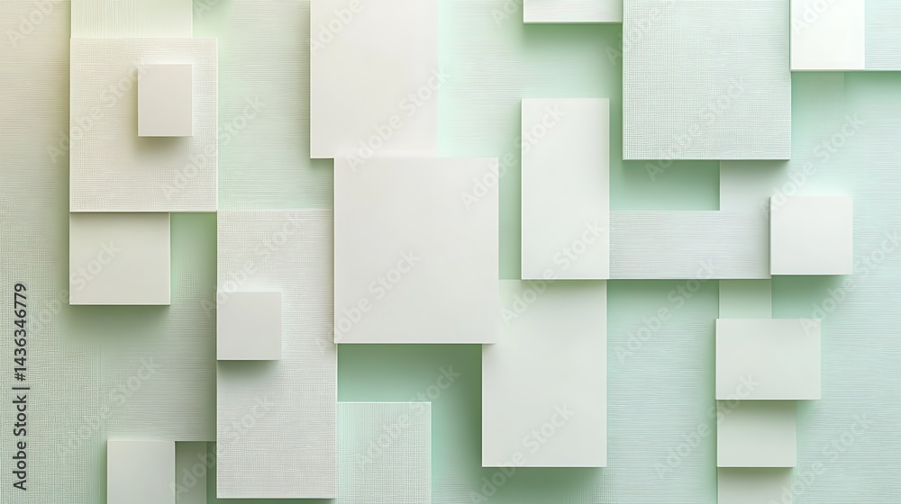 Obraz premium Abstract Geometric Shapes Pastel Green Background