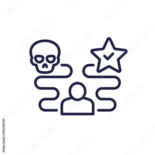 path to success or failure line icon