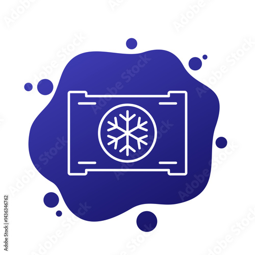 refrigerated container icon, reefer in line design