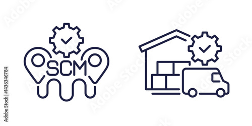 SCM line icons, Supply chain management