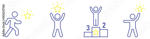 outline icons related to motivation. Linear icon collection. Editable stroke. Vector illustration