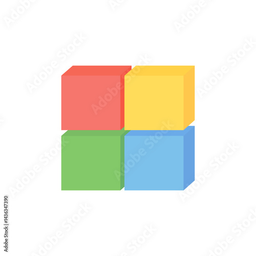 Colorful blocks. Leisure, childhood, education, preschool learning concepts. Flat decorative vector design isolated illustration.