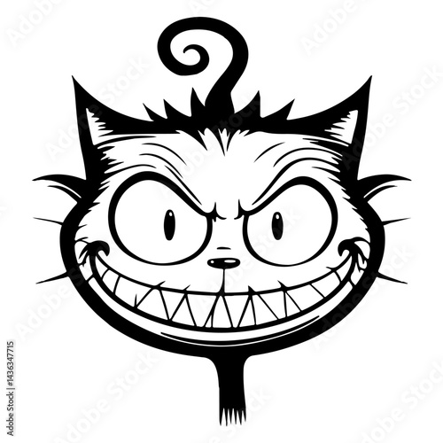 Cute spooky cat illustration, Halloween black cat art, gothic kitten drawing, cartoon cat clipart, creepy black cat design, funny spooky cat art