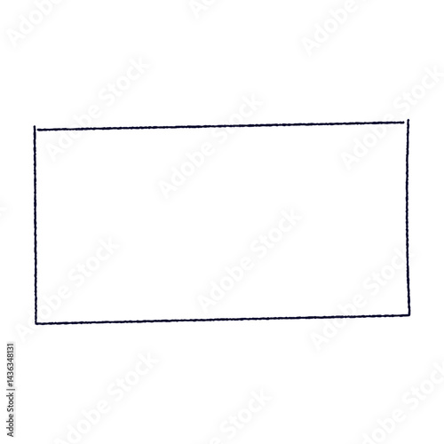 Hand drawn rectangular frame with rough brush strokes, sketchy pencil and marker border, scribbled square box outline. Flat vector illustration isolated on white background.