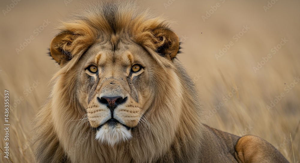 Fototapeta premium Lion Lying in Grass
