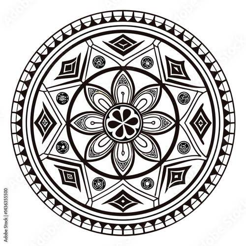 Circular pattern in the form of a mandala. Henna tattoo mandala. Mehndi style. Decorative pattern in oriental style. Coloring book page.