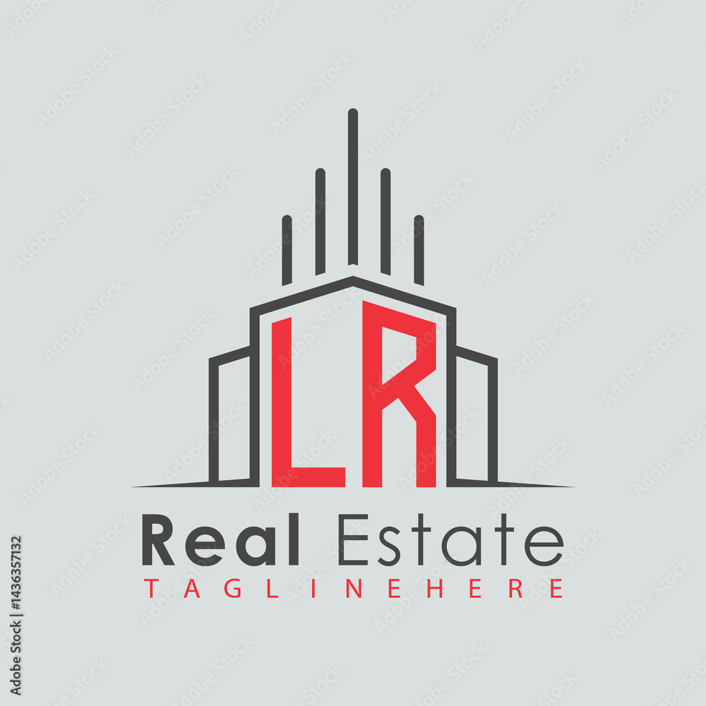 Fototapeta premium initial monogram logo for real estate with Home and Building shape creative design.