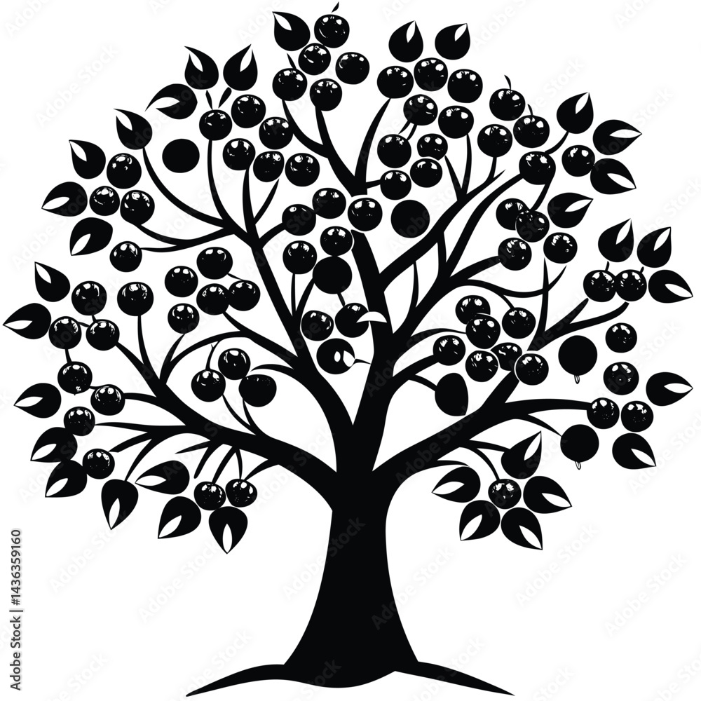 Obraz premium Cherry trees icon set on white background