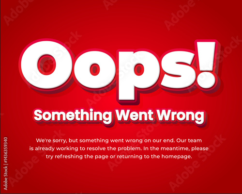 Editable oops something went wrong poster - Red error design with bold playful typography for website and system errors