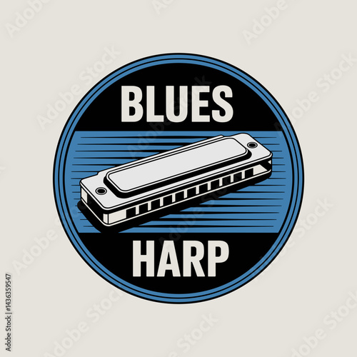 Blues Harmonica Badge