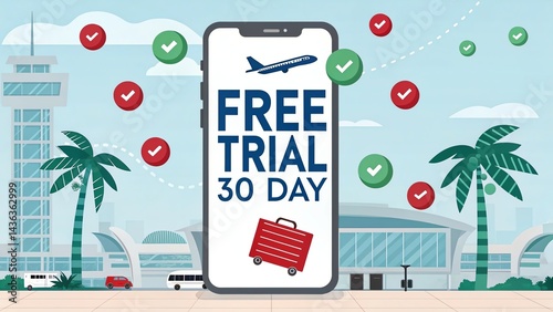 Wallpaper Mural Free trial 30 day vector featuring a travel planning app on a phone Torontodigital.ca