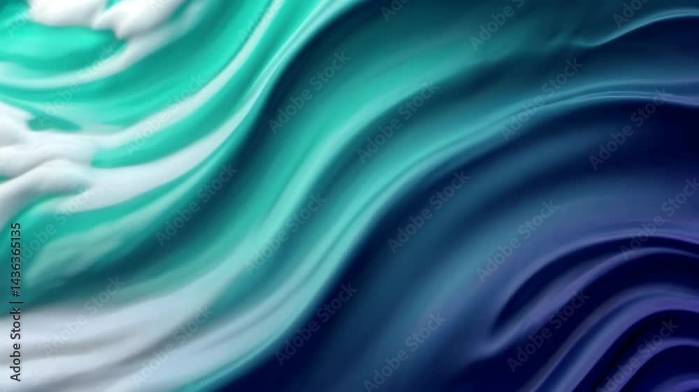 Abstract waves of blue and turquoise shades reminiscent of sea water