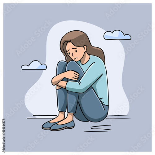 Expression of Feminine Anxiety in Cool Colors and Modern Style