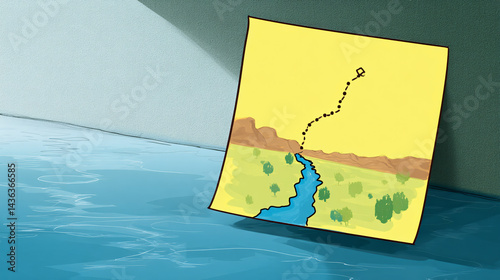 Sticky note illustration explaining the Indus Water Treaty and geopolitical tensions