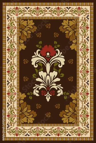 Damask rug pattern, carpet design. rug pattern Boho tribal texture,carpet pattern floral.motif,grometric. Rug design elegance, decor living dining room,bedroom. Woven carpet illustration.damask floral