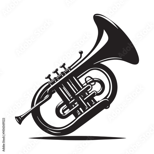 Brass Harmony: A Striking Collection of Flugelhorn Vector Silhouettes Celebrating the Distinct Shape, Warm Tones, and Bold Sound of This Iconic Brass Wind Instrument.