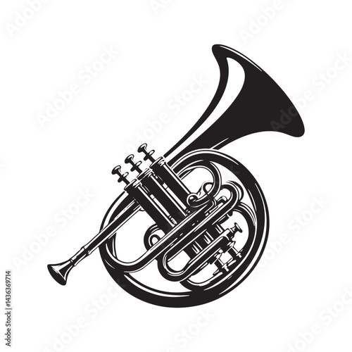 Brass Harmony: A Striking Collection of Flugelhorn Vector Silhouettes Celebrating the Distinct Shape, Warm Tones, and Bold Sound of This Iconic Brass Wind Instrument.