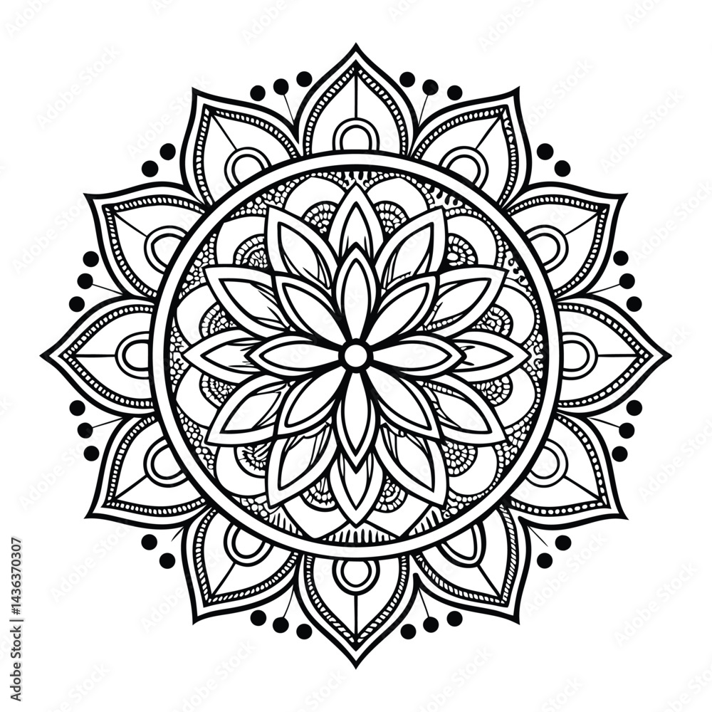 Circular pattern in the form of a mandala. Henna tattoo mandala. Mehndi style. Decorative pattern in oriental style. Coloring book page. Circular pattern in the form of a mandala. Henna tattoo mandala. Mehndi style. Decorative pattern in oriental style. Coloring book page.