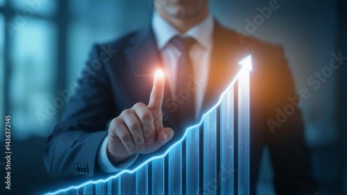 Business growth chart success concept businessperson in office
