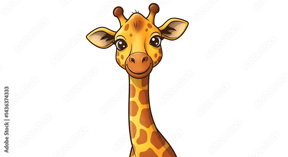 Obraz premium Cartoon Giraffe Smiling Cute Animal Illustration
