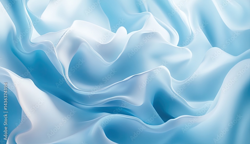 Fototapeta premium Delicate, flowing, light blue and white fabric