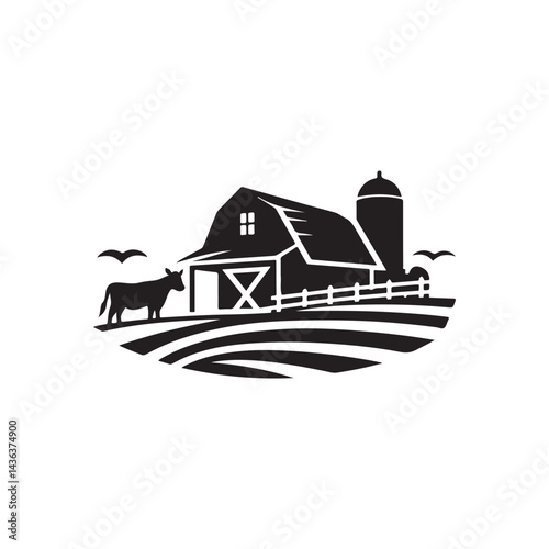 farm vector silhouette clip art logo design