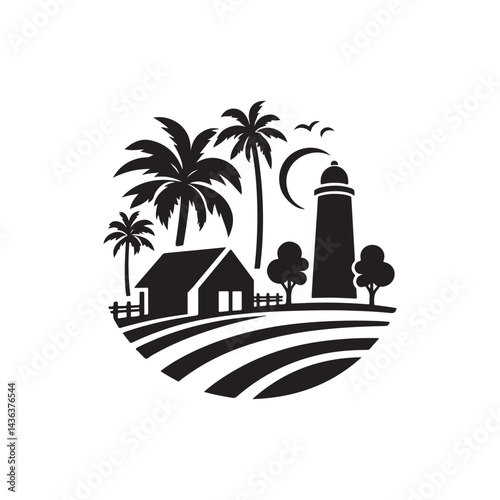 farm vector silhouette clip art logo design