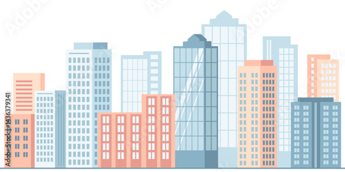 Urban landscape. Modern architectural flat style vector illustration. Vector cityscape background.