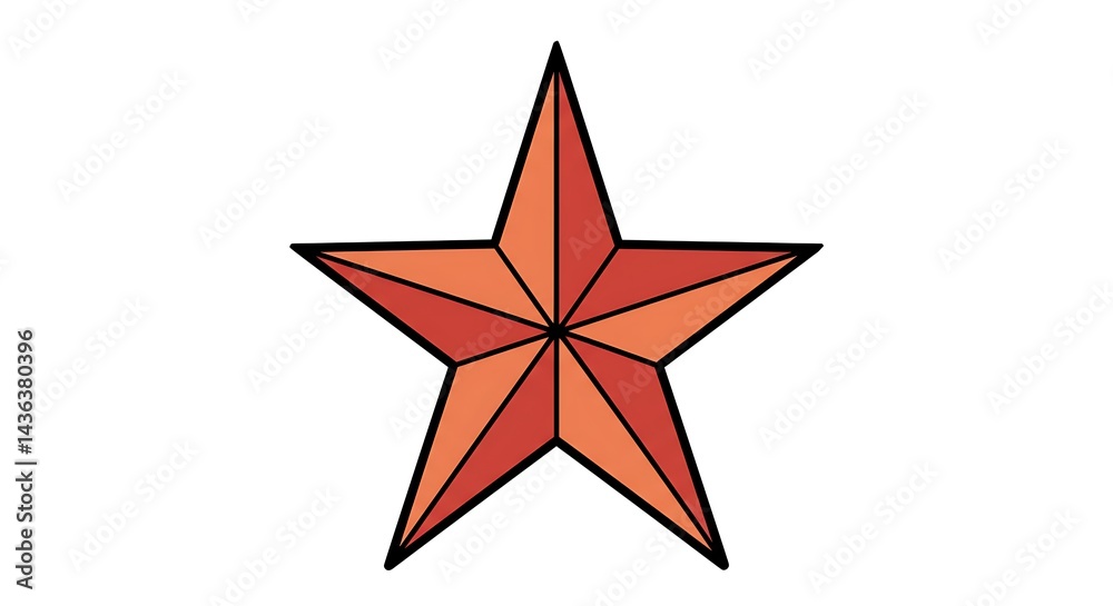 Fototapeta premium Stylized Five Point Star Illustration on White Background