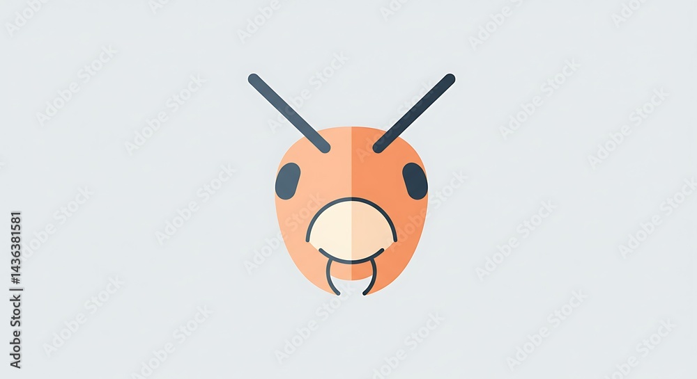 Obraz premium Ant Head Illustration with Antennae in Orange Color