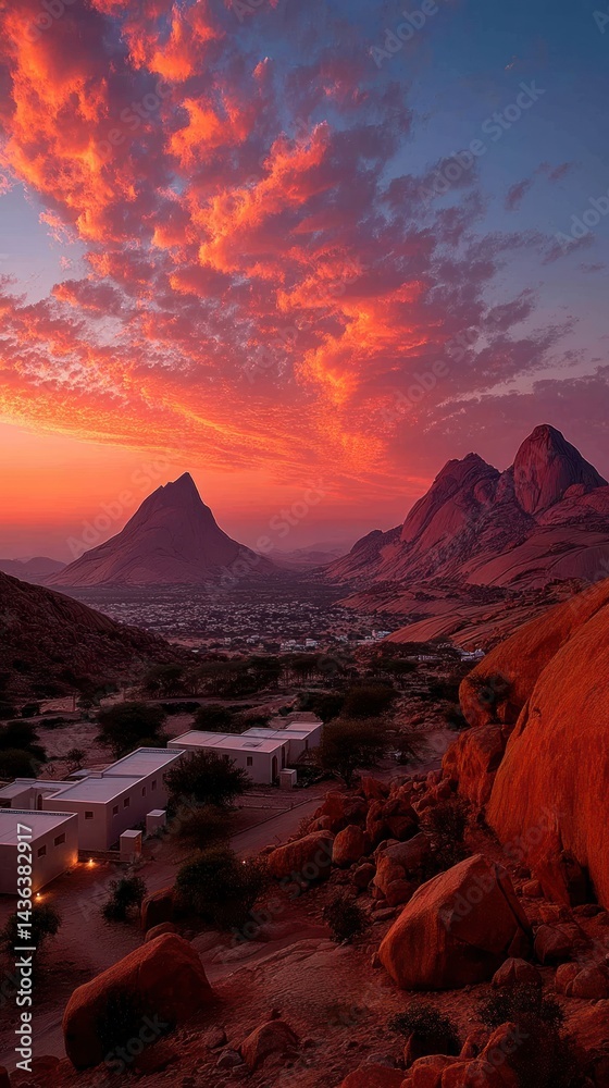 Naklejka premium Desert sunset panorama