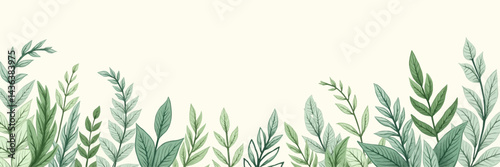 Hand-drawn green plants and layered leaves on white, with delicate pencil strokes and vintage botanical style, creating a minimal, elegant 4K wallpaper.