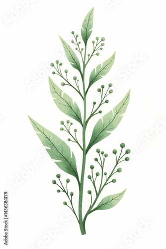 Hand-drawn green plants and layered leaves on white, with delicate pencil strokes and vintage botanical style, creating a minimal, elegant 4K wallpaper.