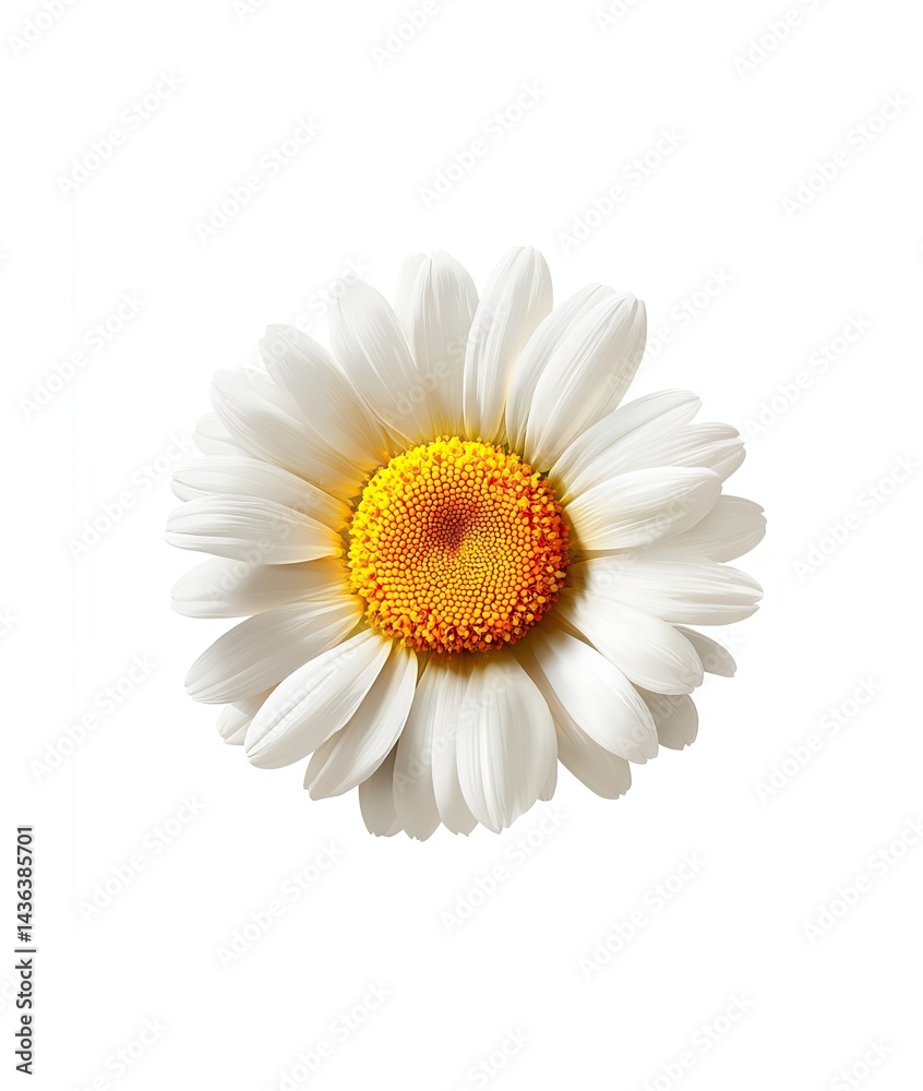 Fototapeta premium Closeup of a Perfect and Beautiful White Daisy Flower on White