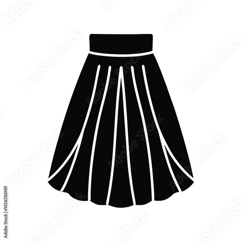 tulle midi skirt with elastic waist icon vector illustration