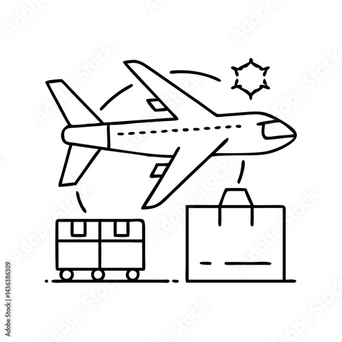 air freight icon, air freight line art - simple line art of air freight, perfect for air freight logos and icons