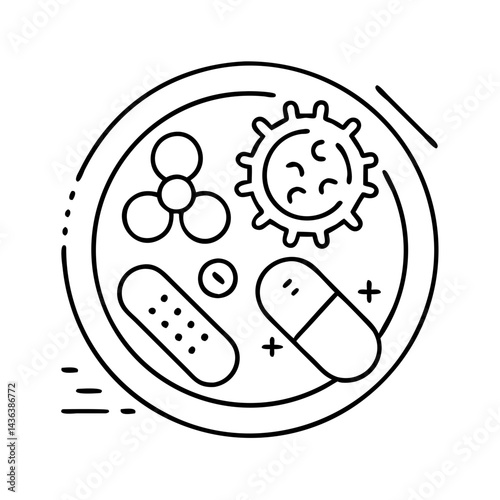 antibiotic resistance icon, antibiotic resistance line art - simple line art of antibiotic resistance, perfect for antibiotic resistance logos and icons