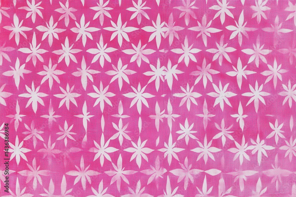 A vibrant magenta surface adorned with a repeating pattern of delicate floral motifs in a bright white hue A vibrant magenta surface adorned with a repeating pattern of delicate floral motifs in a bright white hue
