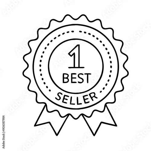 best seller badge icon, best seller badge line art - simple line art of best seller badge, perfect for best seller badge logos and icons