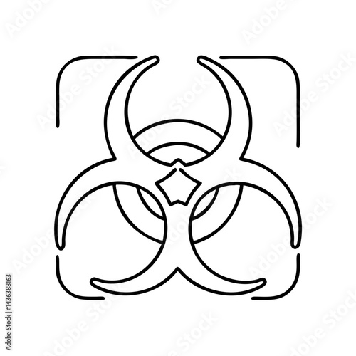 biohazard symbol icon, biohazard symbol line art - simple line art of biohazard symbol, perfect for biohazard symbol logos and icons