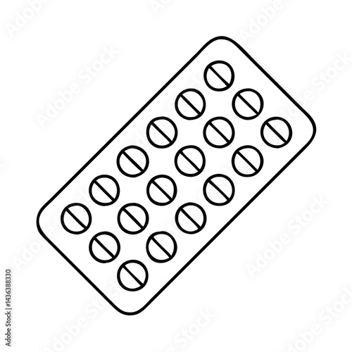 blister pack icon, blister pack line art - simple line art of blister pack, perfect for blister pack logos and icons