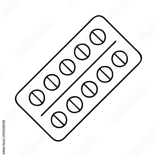 blister pack icon, blister pack line art - simple line art of blister pack, perfect for blister pack logos and icons