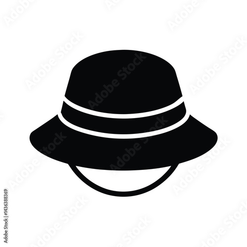 bucket hat with wide brim icon vector illustration