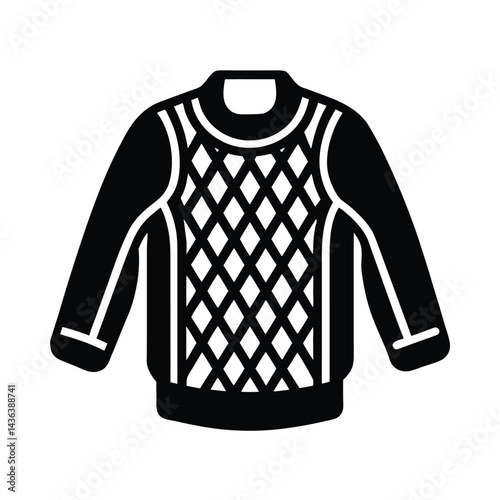 chunky knit sweater with cable pattern icon vector illustration