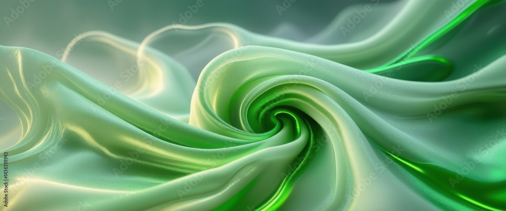 Obraz premium enchanting green and white swirl fabric texture close-up