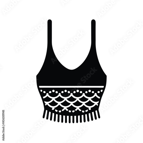 crochet crop top with fringe icon vector illustration