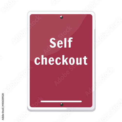 Self checkout sign on a red background for retail use  