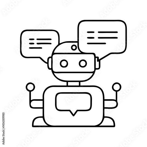 chatbot icon, chatbot line art - simple line art of chatbot, perfect for chatbot logos and icons