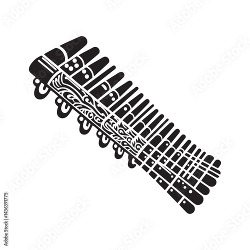 Andean Harmony: A Beautiful Collection of Pan Flute Vector Silhouettes Celebrating the Unique Shape, Melodic Sound, and Cultural Significance of This Timeless Wind Instrument.